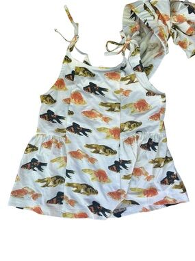 NWT Kate Quinn Two Piece Goldfish Set Ballerina Top Ruffle Shorts 3T Girls Modal